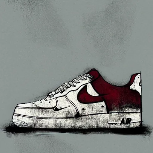 Image similar to art by christopher shy painted on a nike air force 1 shoe