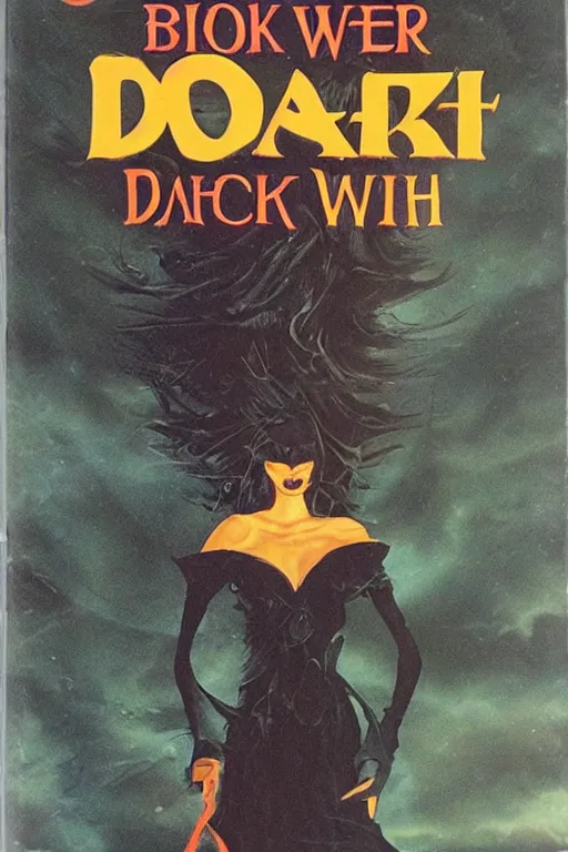 Prompt: book cover for dark witch, 1 9 8 0 s