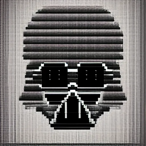 Prompt: pixel art portrait of darth vader, award winning, artstation, detailed, grid