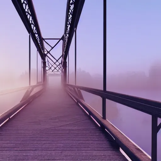 Image similar to still shot of a bridge covered in morning fog, highly detailed, photorealistic portrait, bright studio setting, studio lighting, crisp quality and light reflections, unreal engine 5 quality render