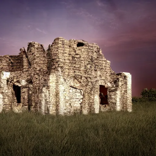 Prompt: 8 k hd detailed octane render of an ancient ruin at twilight