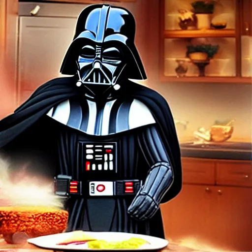 Prompt: darth vader on a cooking show, hd, 4 k, intricate detail