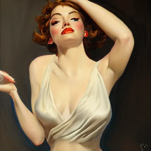 Image similar to emma stone painted by luis ricardo falero