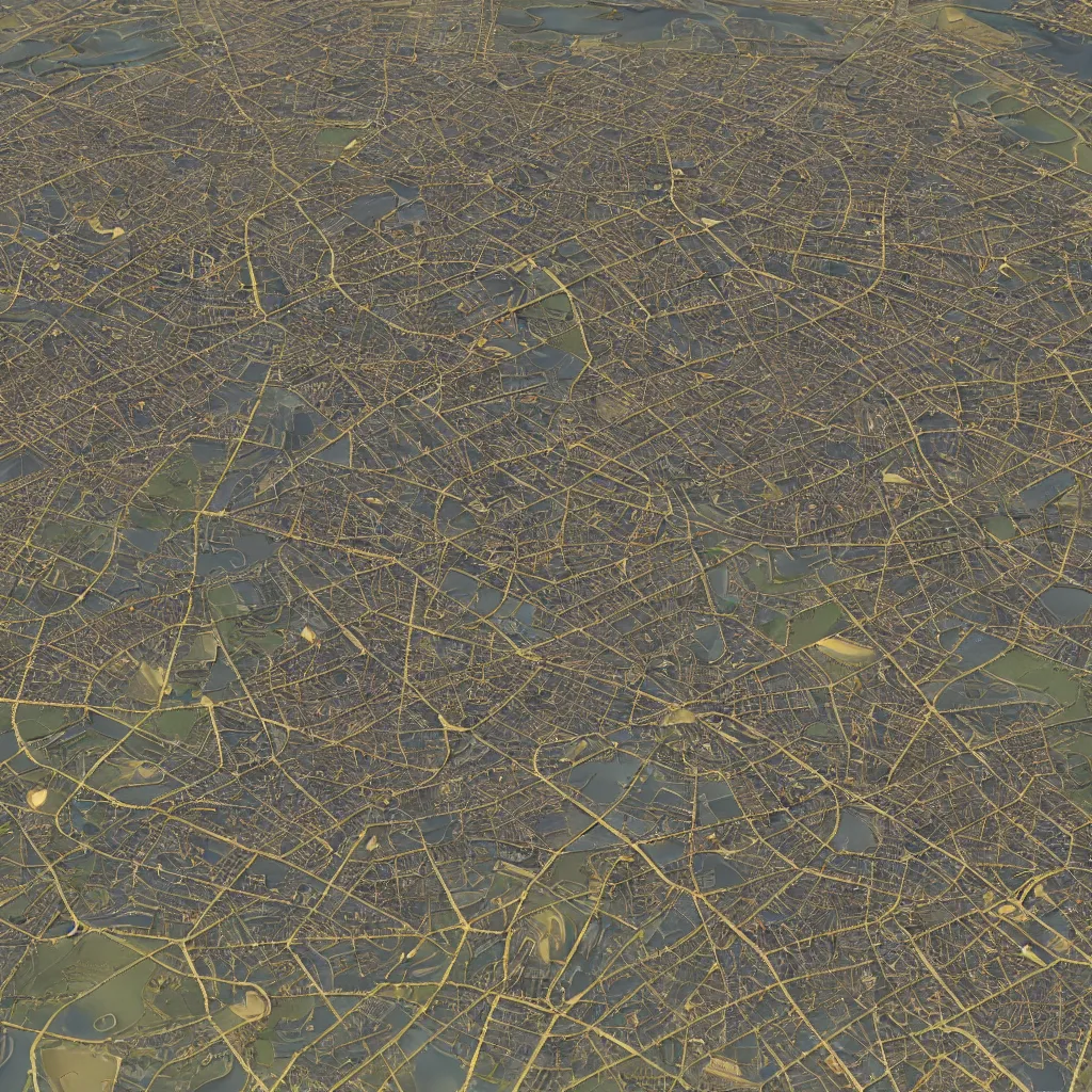 Image similar to A map of paris in Civilization 5, video game, highly detailed, intricate, 8k render, by Greg Rutkowski