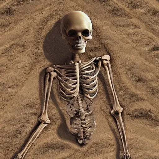 Image similar to alien skeleton with elongated head found in fossil excavation