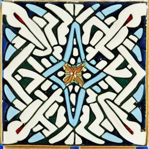 Image similar to an ornate floor tile depicting DNA as the theme, single tile