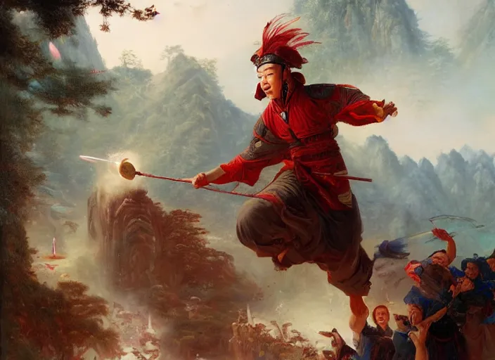 Image similar to elon musk terrorizing ancient china by vladimir volegov and alexander averin and pierre auguste cot and delphin enjolras and peder mørk mønsted