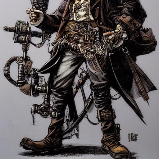 Image similar to a steampunk pirate by kim jung gi