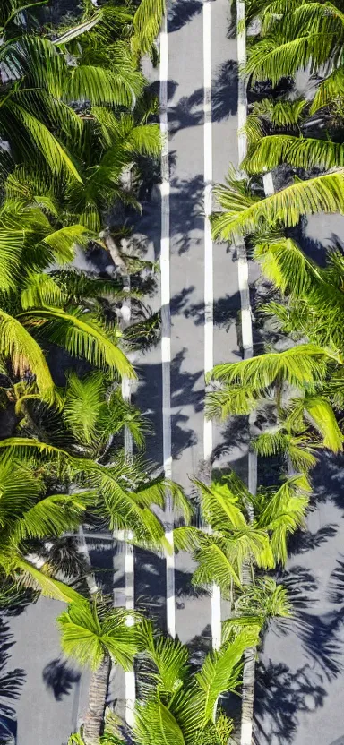 Image similar to highly aerial photo of walkway with palm trees, by shunji dodo, 8 k resolution, photo, high quality