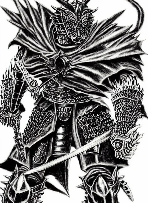 Image similar to demon wolf armored knight by kentaro miura