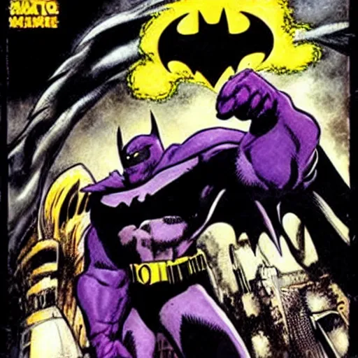 Image similar to the maxx in a batman suit in the style of simon bisley