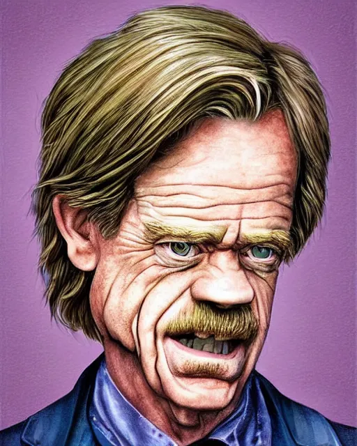 Prompt: a exaggerated illustration of william h. macy by Tom Richmond