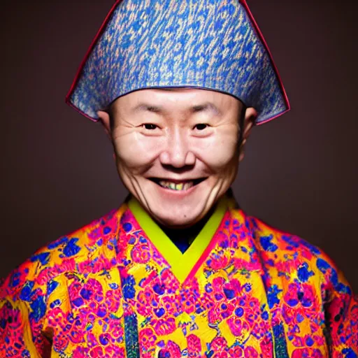 Image similar to realistic photography by araki nobuyoshi of wearing traditional ukrainian shirt designed by taras shevchenko smiling kim chen