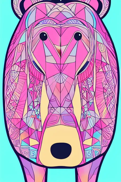 Image similar to minimalist boho style art of a colorful ice bear, illustration, vector art