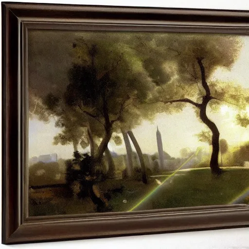 Image similar to rays of light diffracted through prism, by camille corot