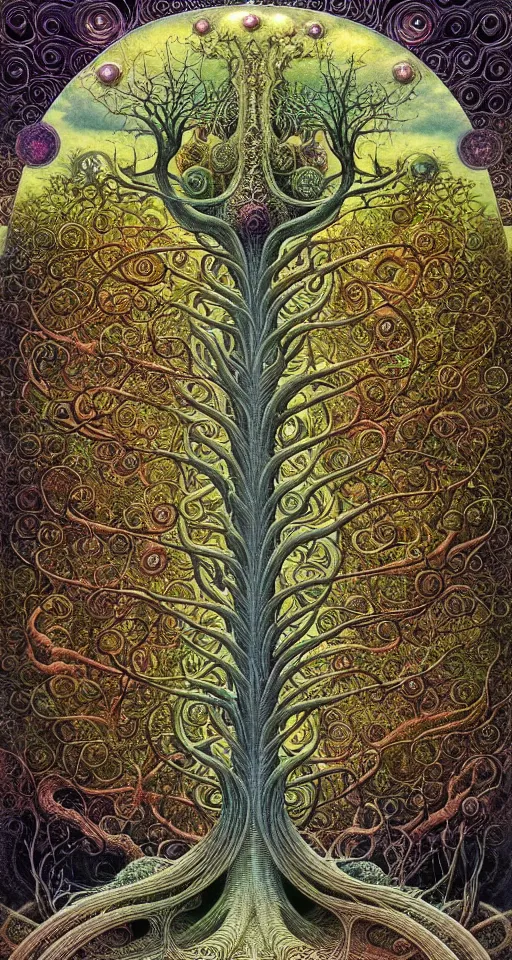 Image similar to tree of life by roger dean and andrew ferez, art forms of nature by ernst haeckel, divine chaos engine, symbolist, visionary, art nouveau, botanical fractal structures, organic, detailed, realistic, surreality