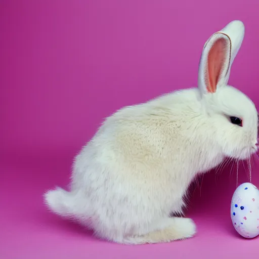 Image similar to easter bunny riding a convertible, studio photo, high quality