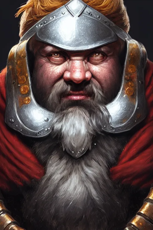 Image similar to dwarf knight portrait, highly detailed, d & d, fantasy, highly detailed, digital painting, trending on artstation, concept art, sharp focus, illustration, global illumination, ray tracing, realistic shaded, art by artgerm and greg rutkowski and fuji choko and viktoria gavrilenko and hoang lap