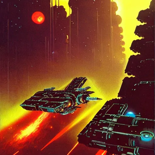 Prompt: war machines from a gate in hell, chris foss, john harris, beeple, wayne barlowe, warhammer 4 0 k