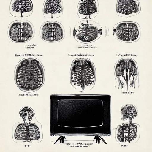 Prompt: anatomical description of a old tv