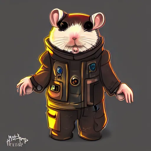 Image similar to a cute cyberpunk hamster as a supervillain, steam punk, gothic, 4 k