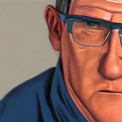 Image similar to Close-up portrait of Hank Hill, photorealistic