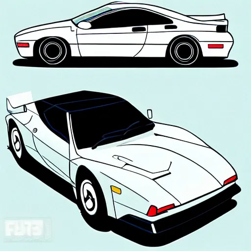 Prompt: 90s Japanese sports car in style of Hiroshi Nagai,