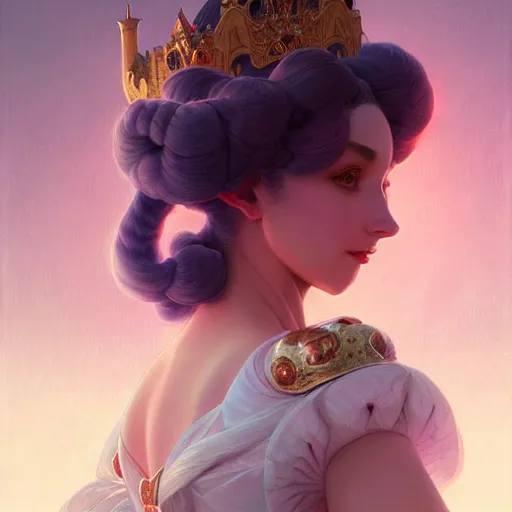 Prompt: Princess Peach, fantasy, intricate, elegant, highly detailed, digital painting, artstation, concept art, matte, sharp focus, illustration, art by Artgerm and Greg Rutkowski and Alphonse Mucha