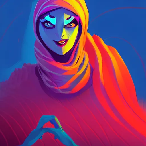 Image similar to curled perspective digital art of keffiyeh woman by anton fadeev from nightmare before christmas