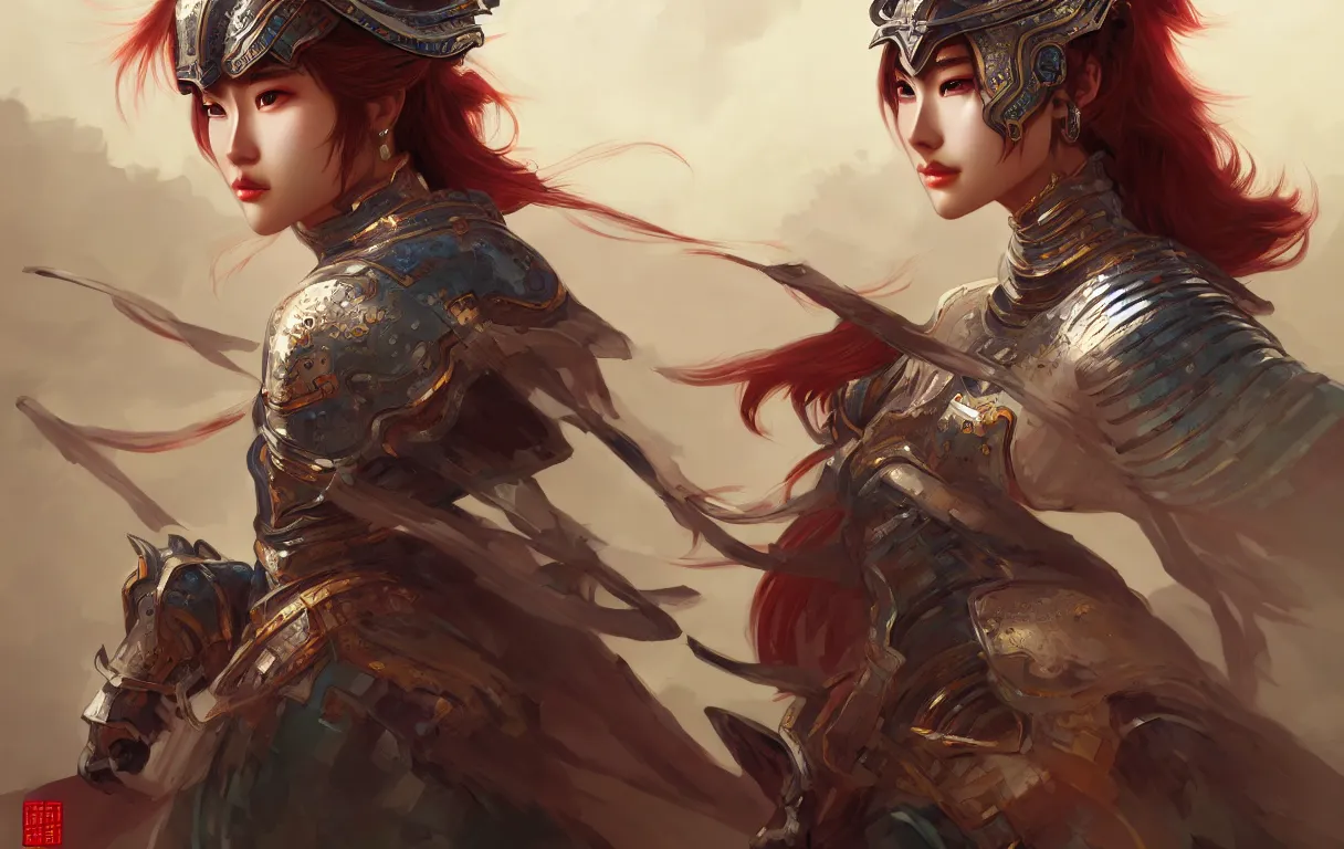 Image similar to portrait hero action pose of futuristic female knights of zodiac, chinese dragon concept art, highly detailed, digital painting, artstation, sharp focus, illustration, art by tan zi and ayanamikodon and alphonse mucha and wlop