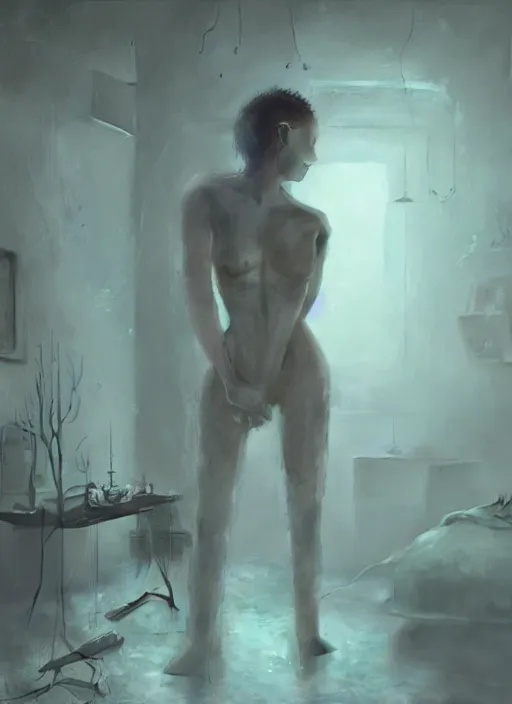 Image similar to rgb, woman, bedroom full of ice, sadness, cinematic, movie scene, inspired by zdzislaw beksinski, clothes made out of veins,, cables everywhere, bedroom, ultra realistic, concept art, intricate details, highly detailed, photorealistic, octane render, 8 k