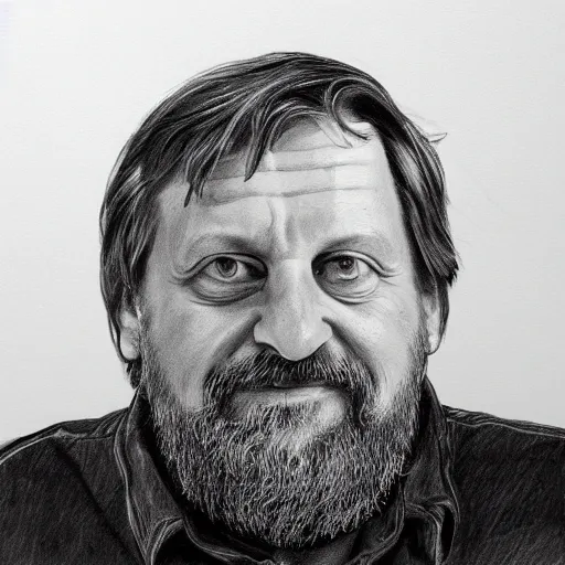 Prompt: sketch portrait of slavoj zizek with a coca cola bottle, artistic pencil drawing, detailed, award - winning, trending on artstation