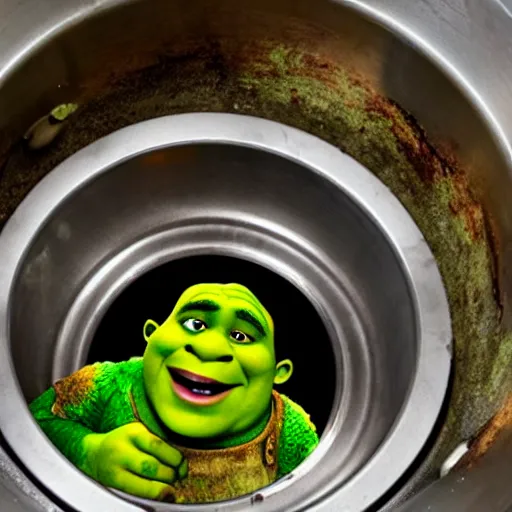 Prompt: shrek in a meat grinder