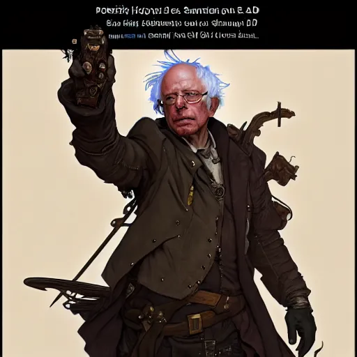 Prompt: post apocalyptic bernie sanders, fantasy, d & d, intricate, detailed, by by alphonse mucha, adolfo hohenstein, alice russell glenny, stanley artgerm lau, greg rutkowski, detailed, trending on artstation, trending on artstation, smooth