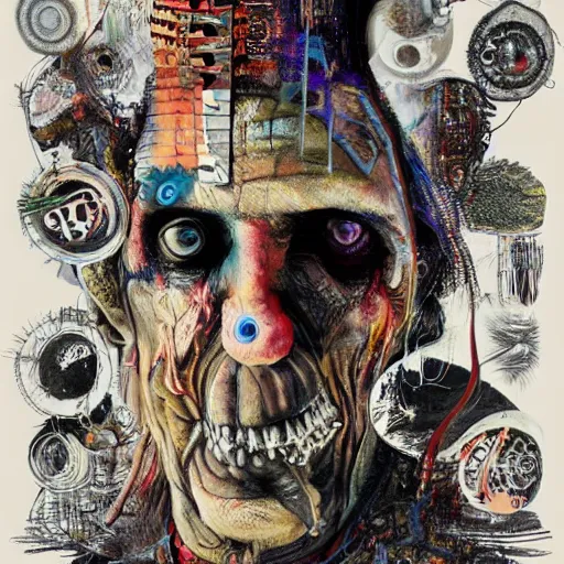 Image similar to graphic illustration, creative design, alice cooper, biopunk, francis bacon, highly detailed, hunter s thompson, mixed media - 1 6. 0