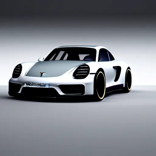 Image similar to Porsche designed by Apple, studio light, octane render