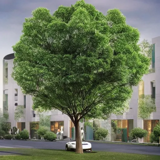 Image similar to a tree that functions as an apartment complex