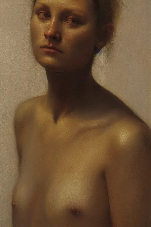 Image similar to beautiful clean oil painting portrait study by odd nerdrum, detailed, stunning, realistic, skin color