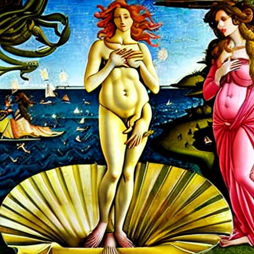 Prompt: Julia Roberts as Venus in the birth of Venus by Sandro Botticelli