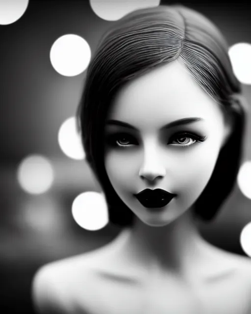 Image similar to black and white dreamy young beautiful female artificial intelligence, cinematic, rim light, bokeh, photo - realistic, elegant, high detail, 8 k, masterpiece, photo taken in 1 9 3 0