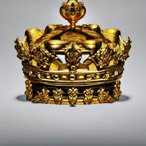 Image similar to photograph of a solid gold crown decorated with frog imagery