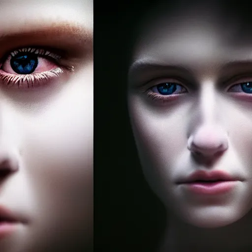 Image similar to portrait of a beautiful ghostly haunting female, depth of field, zeiss lens, detailed, symmetrical, centered, fashion photoshoot, by annie leibovitz and steve mccurry, david lazar, jimmy nelsson, breathtaking, 8 k resolution, extremely detailed, beautiful, establishing shot, artistic, hyperrealistic, beautiful face, octane render