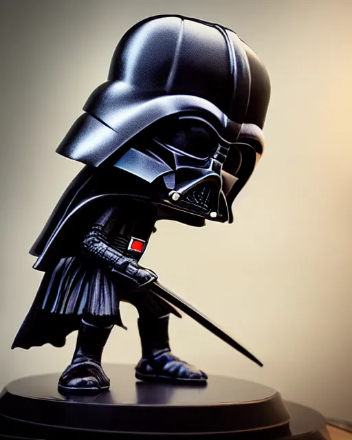 Image similar to Highly detailed Funko pop of Darth vader, unreal engine, fantasy art by Greg Rutkowski, Loish, Rhads, Makoto Shinkai and Lois van baarle, ilya kuvshinov, rossdraws global illumination, radiant light, detailed and intricate environment