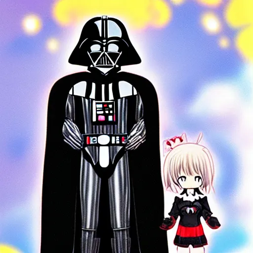 Image similar to Darth Vader as a cute anime girl