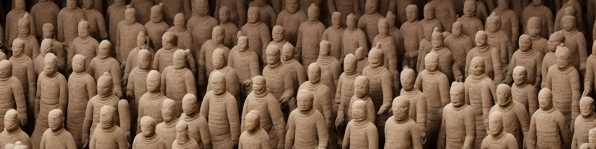 Prompt: hundreds of humans. A sea of humans. interconnected flesh. Melting clay golem humans. Dungeons&Dragons: Lemure. Lemure creature. Demonic scene. Many humans intertwined and woven together. Bodies and forms amesh. Terracotta army. Extremely unsettling artwork. Clay sculpture by Alberto Giacometti.