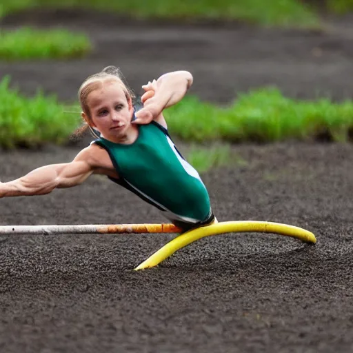 Image similar to a tadpole pole vaulting