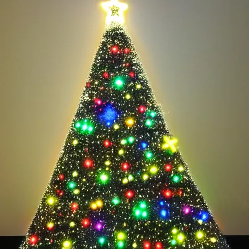 Image similar to a christmas tree made out of neon lights in a dark room