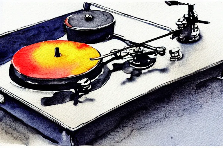 Prompt: pioneer turntable watercolor, highly detailed