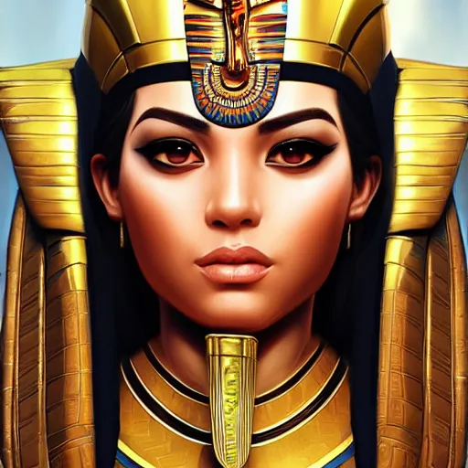 Image similar to a highly detailed beautiful portrait of a egyptian god in the style of artgerm.