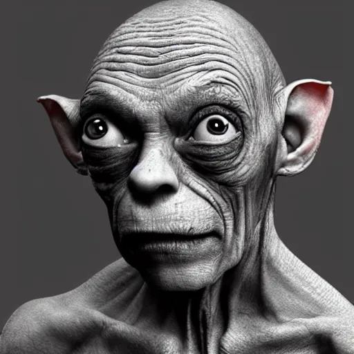 Image similar to gollum mugshot, 8 k, hyperrealism